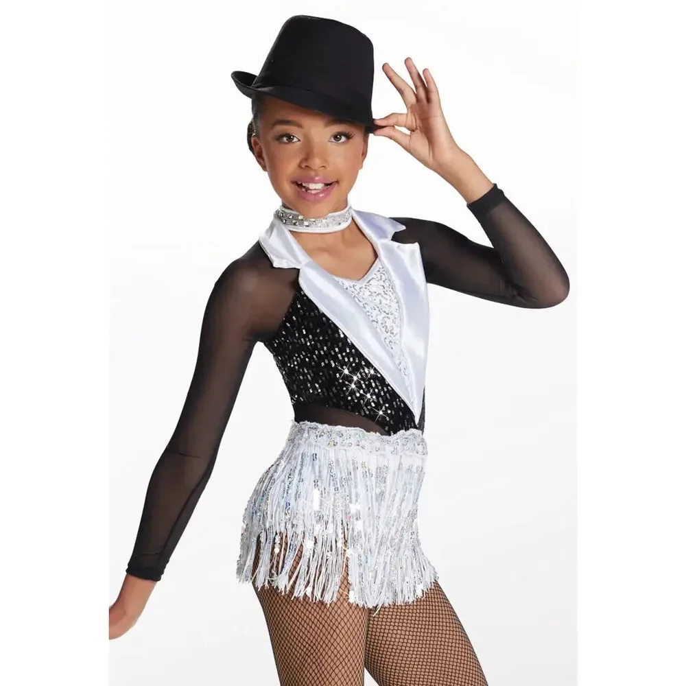Pre-Owned Dance Costume Medium Child Black Weissman 14764 Tap Jazz Musical Thea